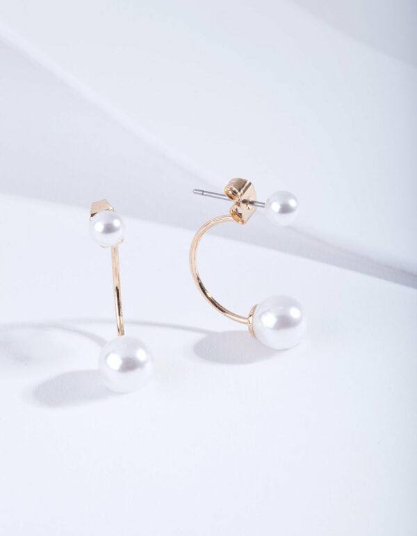 Faux Pearl Double Jacket Earrings