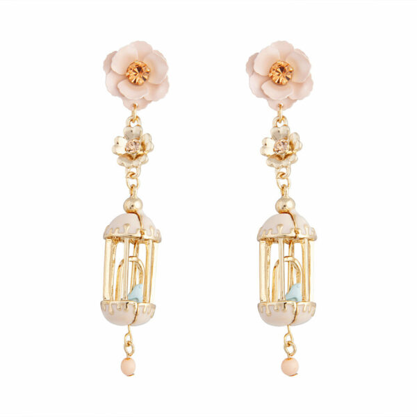 & Pastel Flower Birdcage Earrings