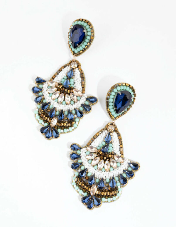 Green Beaded Chandelier Earrings