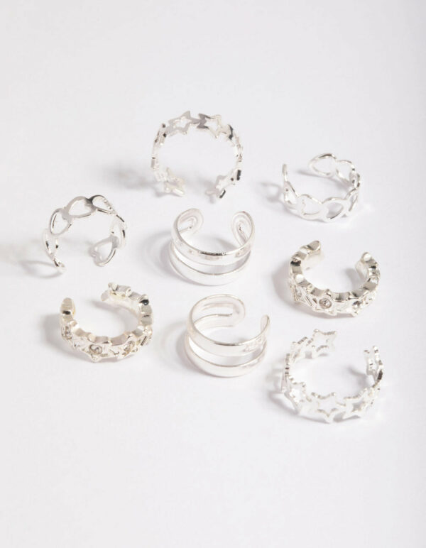Starry Heart Cuff Earring 8-Pack