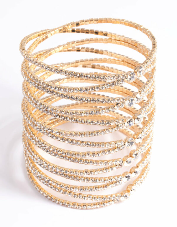 Cross Over Eight Row Cuff Bracelet