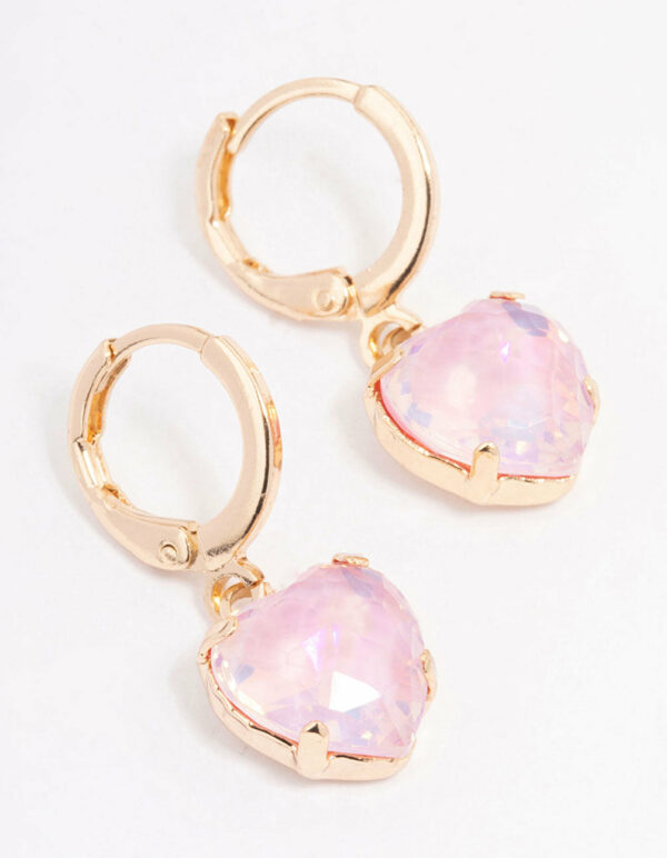 Pink Heart Huggie Earrings