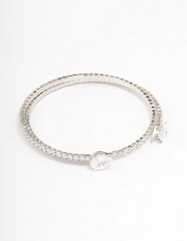 Rhodium Double Pointed  Bangle