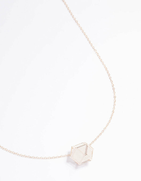 Rose Clear Quartz  Shard Cage Necklace