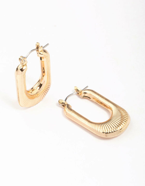 Ribbed Rectangular Hoop Earrings