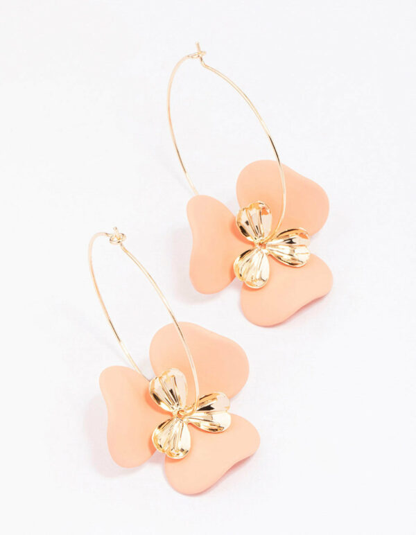 Large Flower Wire Hoop Earrings