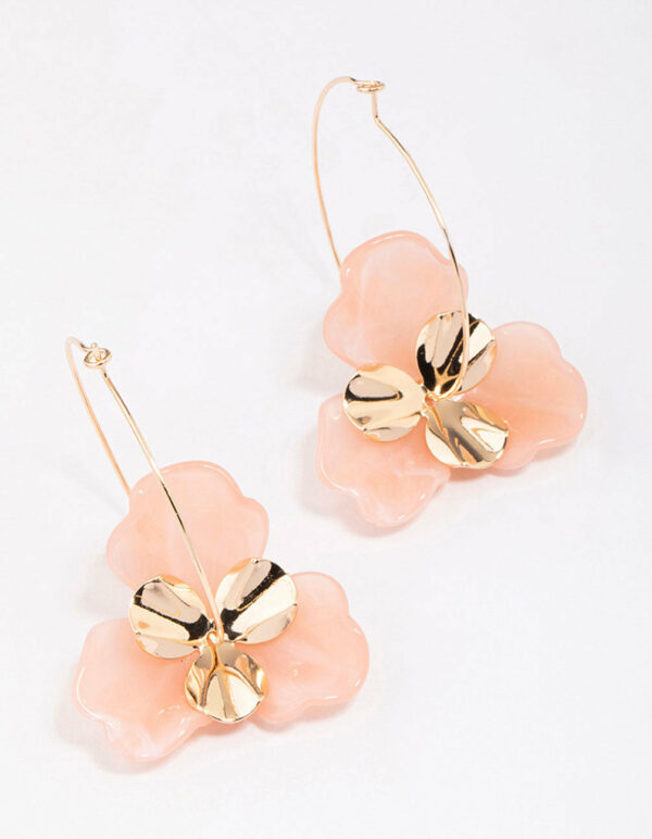Large Flower Wire Hoop Earrings