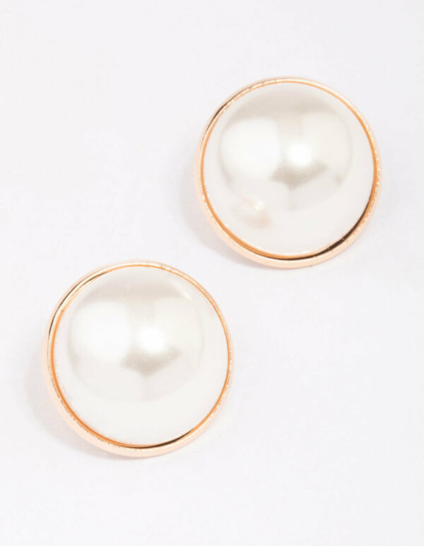 Pearl Dome Encased Stud Earrings