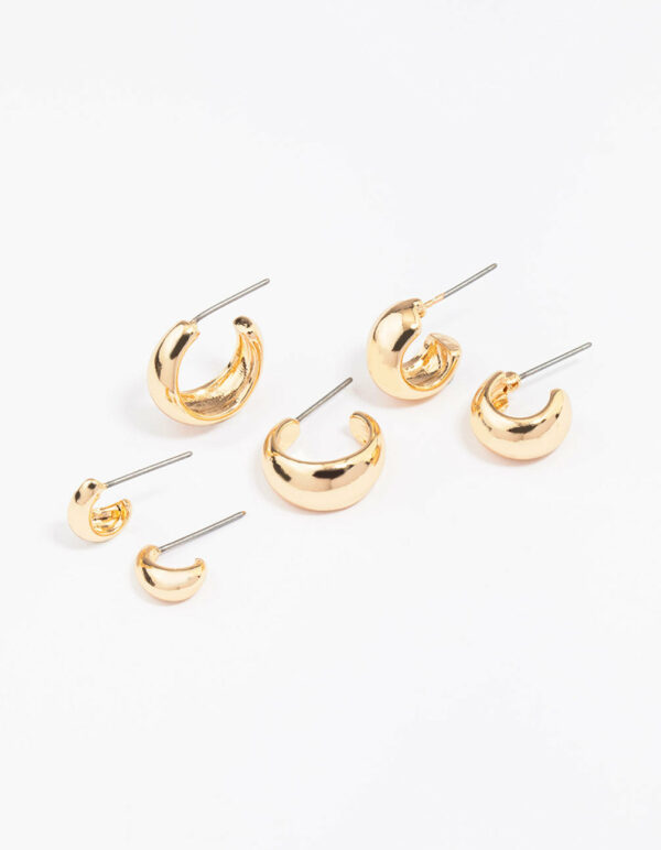 Mixed Gradual Simple Hoop Earring 3-Pack