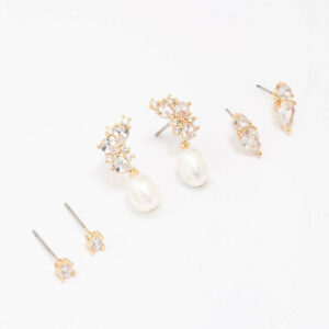Cluster & Pearl Earring 3-Pack