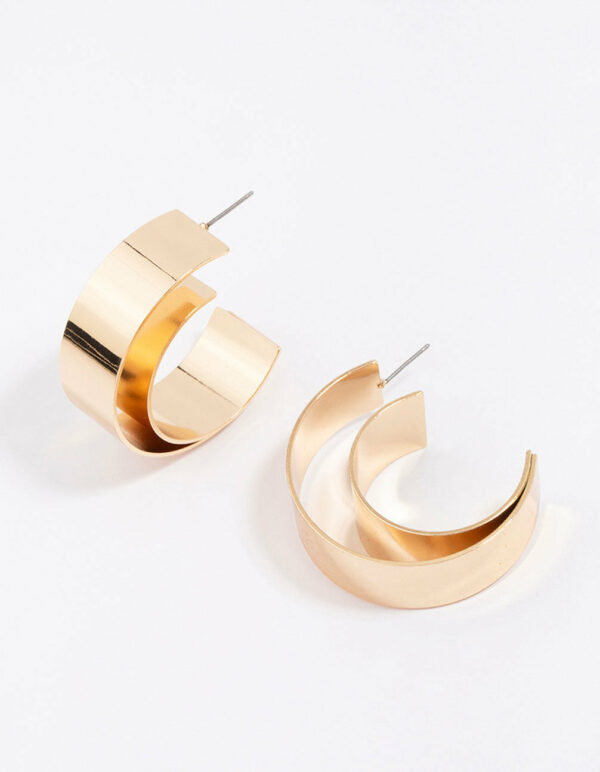 Double Smooth Medium Hoop Earrings