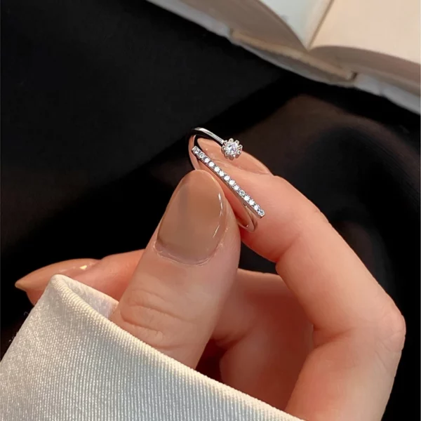2022 New  Geometric Flash Diamond Open Ring Fashion Personality Index Finger Ring - Image 2