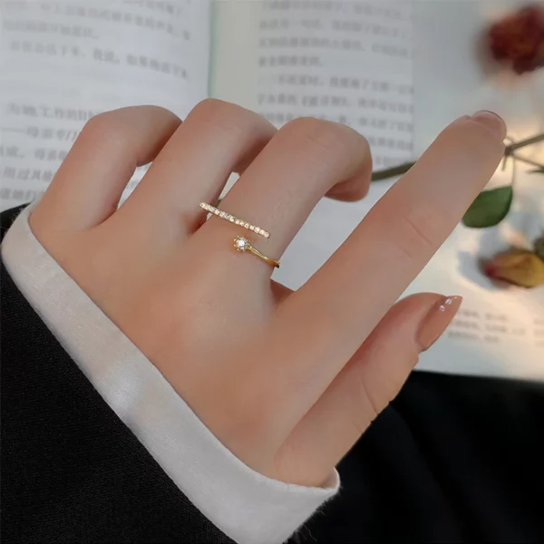 2022 New  Geometric Flash Diamond Open Ring Fashion Personality Index Finger Ring - Image 3
