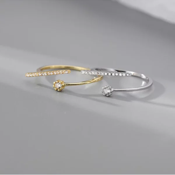 2022 New  Geometric Flash Diamond Open Ring Fashion Personality Index Finger Ring - Image 5