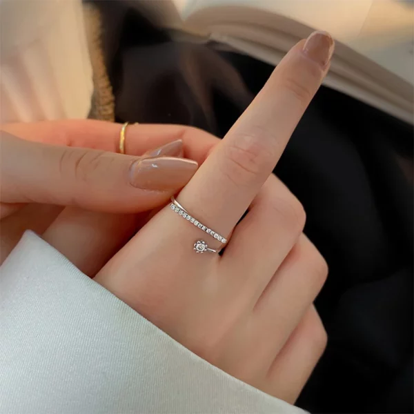 2022 New  Geometric Flash Diamond Open Ring Fashion Personality Index Finger Ring - Image 6
