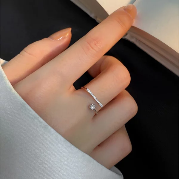 2022 New  Geometric Flash Diamond Open Ring Fashion Personality Index Finger Ring