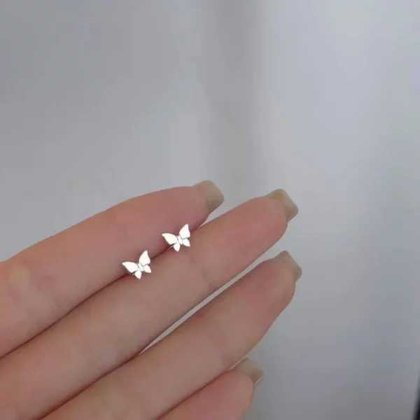 2024 New Silver Color Simple Small Butterfly Stud Earrings - Image 3