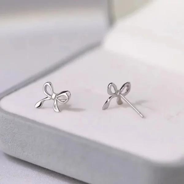 2024 New Silver Color Simple Small Butterfly Stud Earrings for Women Hypoallergenic Daily Wear Ear Girls Pierc Gifts - Image 2