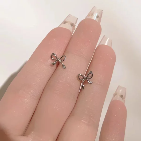 2024 New Silver Color Simple Small Butterfly Stud Earrings for Women Hypoallergenic Daily Wear Ear Girls Pierc Gifts - Image 3