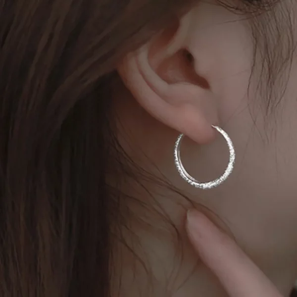 Silver Needle Piercing Circle Charm Hoop Earring For Women Girls Party Wedding Jewelry eh1089 - Image 2