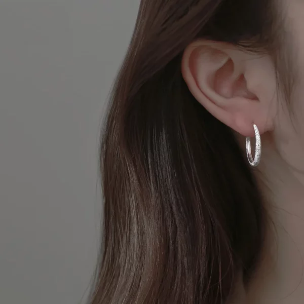 Silver Needle Piercing Circle Charm Hoop Earring For Women Girls Party Wedding Jewelry eh1089 - Image 3
