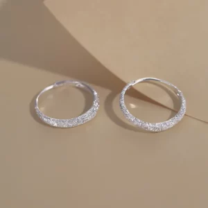 Silver Needle Piercing Circle Charm Hoop Earring For Women Girls Party Wedding Jewelry eh1089
