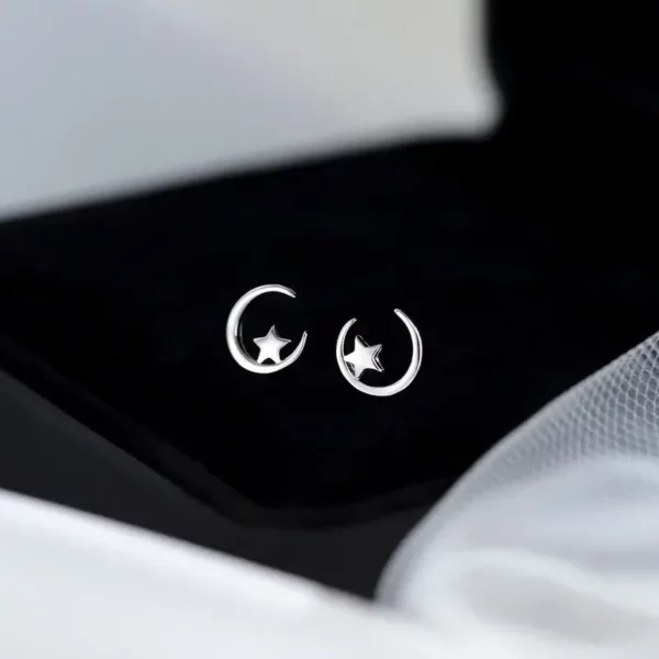 Silver Symmetrical Hollow Star Pentagonal Star Stud Earrings for Fashion Women Fine Jewelry Minimalist Accessories - Image 4