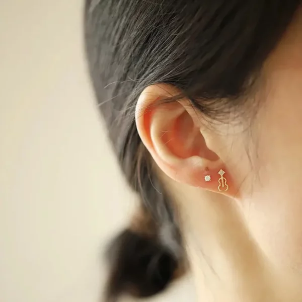 Asymmetric Zircon Hollow Guitar Notes Earrings for Women Fine Jewelry Minimalist Accessories - Image 2