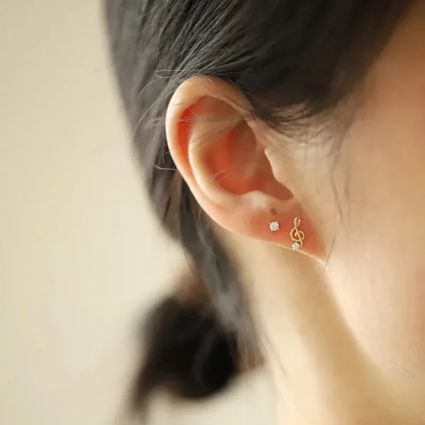 Asymmetric Zircon Hollow Guitar Notes Earrings for Women Fine Jewelry Minimalist Accessories - Image 3