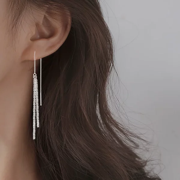 Sparkling Ear Line Long Tassel Earrings Multi-Function Earrings Temperament Jewelry Woman Banquet Gift - Image 3