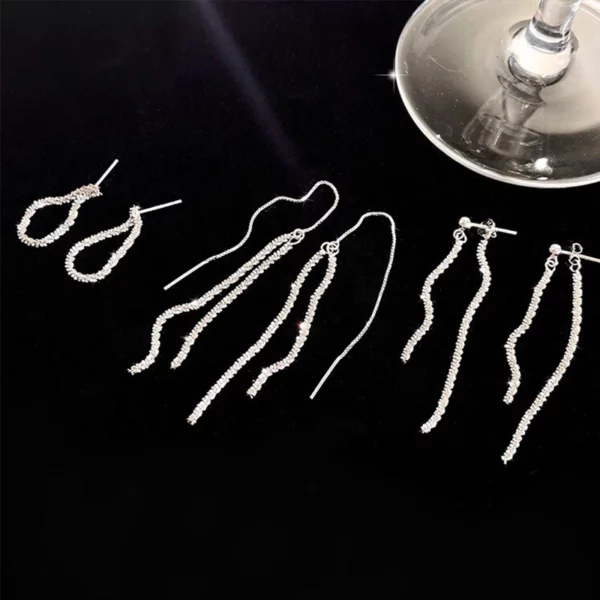 Sparkling Ear Line Long Tassel Earrings Multi-Function Earrings Temperament Jewelry Woman Banquet Gift - Image 4