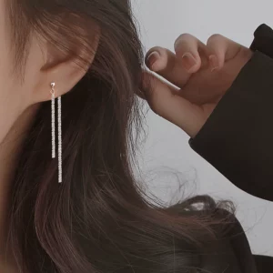 Sparkling Ear Line Long Tassel Earrings Multi-Function Earrings Temperament Jewelry Woman Banquet Gift