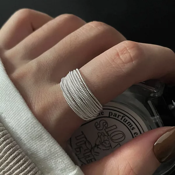 Unique Lines Ring For Women Jewelry Finger Adjustable Open Vintage Ring For Party Birthday Gift - Image 6