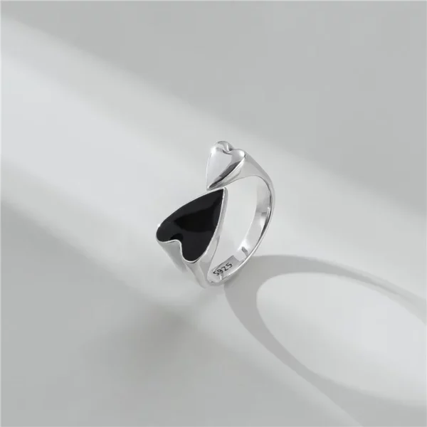 Unique Ring For Women Jewelry Finger Adjustable Vintage Black Heart Ring For Party Birthday Gift - Image 5