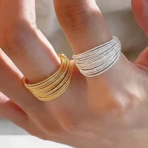 BF Sterling Rings for Women  Lines Fashion Geometric Handmade Irregular Ring Party Christmas Gift