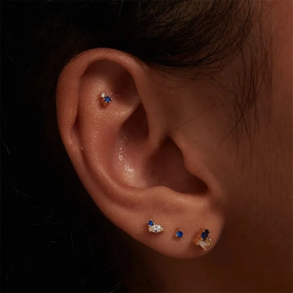 Earrings Set For Women Blue 4 Pieces Ear Piercing 2/5mm Crystal Fashion Party Jewelry - Image 5