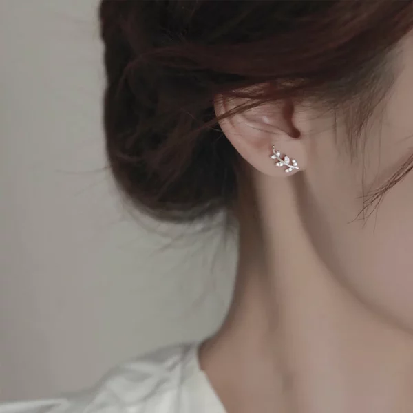 New  Leaf Stud Earrings Shiny Zircon Personality Simple Stud Earrings Female Wedding Party Jewelry Gift - Image 5