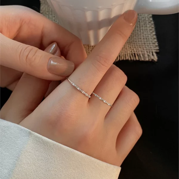 New Fashion Open Ring Shiny Zircon Adjustable Stacking Index Finger Tail Ring - Image 3