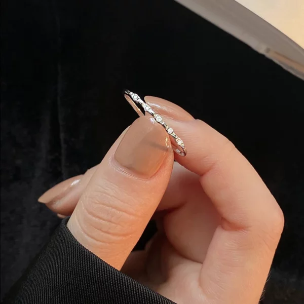 New Fashion Open Ring Shiny Zircon Adjustable Stacking Index Finger Tail Ring - Image 5