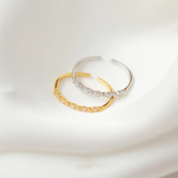 New Fashion Open Ring Shiny Zircon Adjustable Stacking Index Finger Tail Ring - Image 6