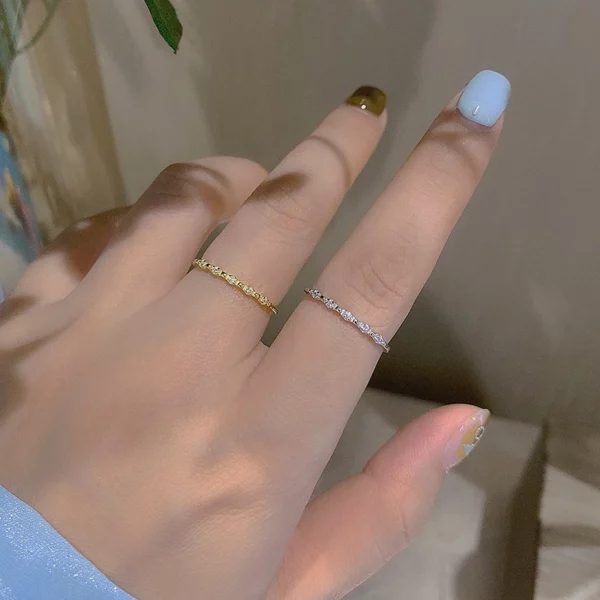 New Fashion Open Ring Shiny Zircon Adjustable Stacking Index Finger Tail Ring