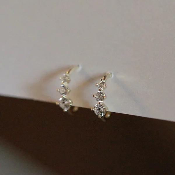 S Plated 18k White  Crystal Stud Earrings - Image 2