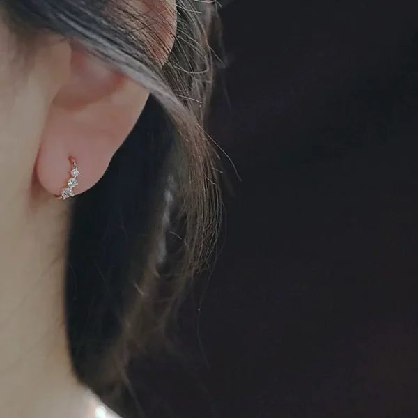 S Plated 18k White  Crystal Stud Earrings - Image 4