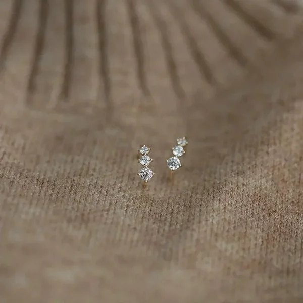 S Plated 18k White  Crystal Stud Earrings - Image 6