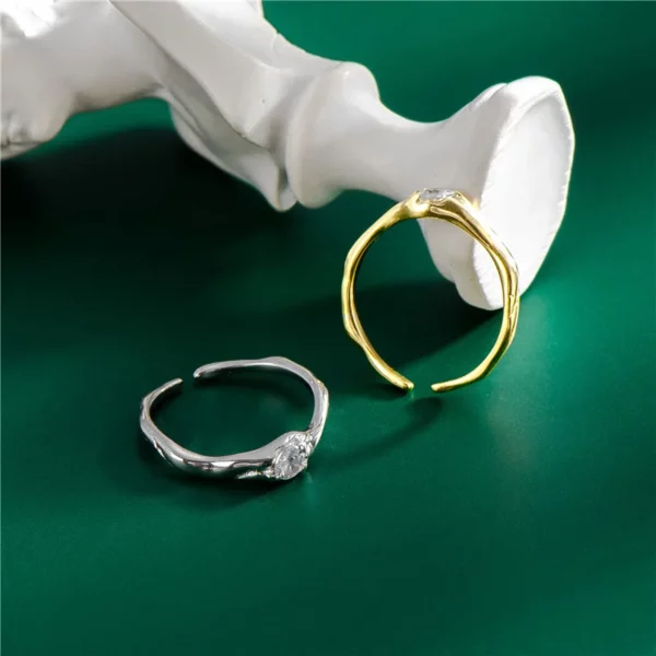 Vintage Irregular Open Ring Shiny Zircon Simple Ring For Women Party Elegant Wedding Rings - Image 2