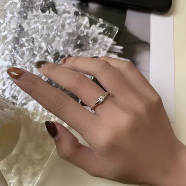 Vintage Irregular Open Ring Shiny Zircon Simple Ring For Women Party Elegant Wedding Rings - Image 3