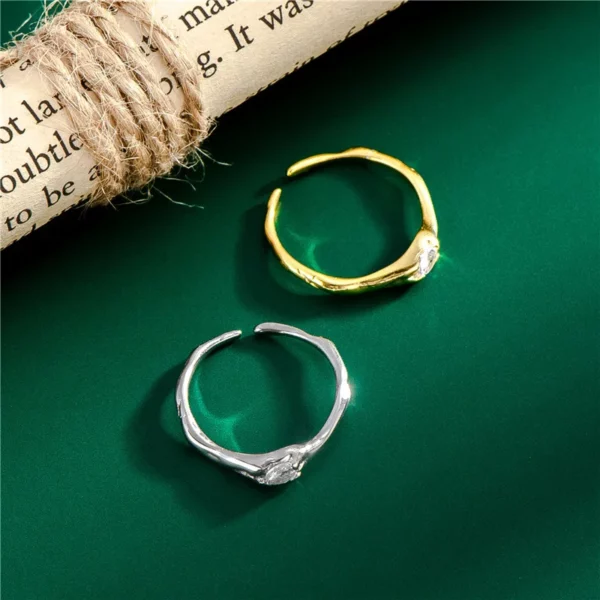 Vintage Irregular Open Ring Shiny Zircon Simple Ring For Women Party Elegant Wedding Rings - Image 4