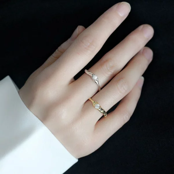 Vintage Irregular Open Ring Shiny Zircon Simple Ring For Women Party Elegant Wedding Rings - Image 5