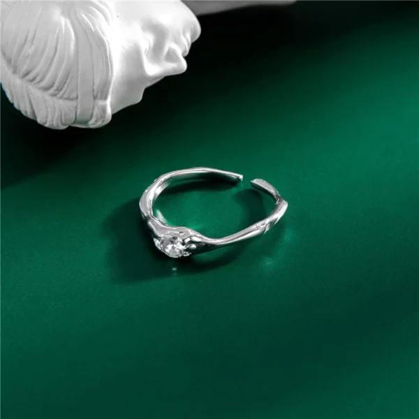 Vintage Irregular Open Ring Shiny Zircon Simple Ring For Women Party Elegant Wedding Rings - Image 6