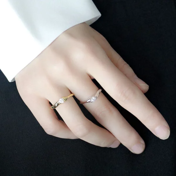 Vintage Irregular Open Ring Shiny Zircon Simple Ring For Women Party Elegant Wedding Rings